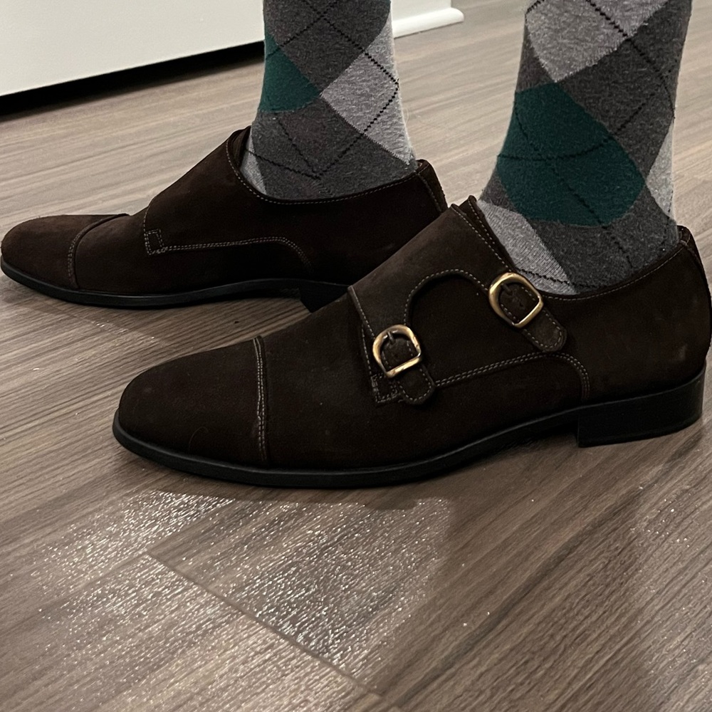 Men’s Dark Brown Suede Monk Strap Shoe by Atelier Made in Italy size US 8/EUR 42